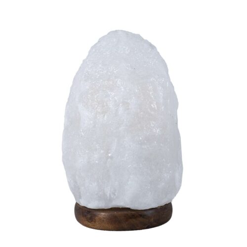 Himalayasalzlampe Weiß mit Holzfuß 3 kg