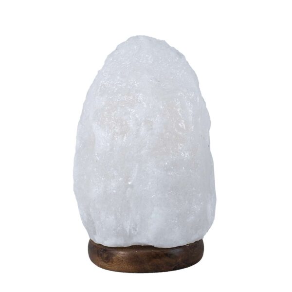 Himalayasalzlampe Weiß mit Holzfuß 3 kg